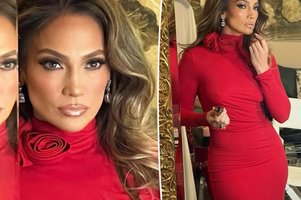 Jennifer Lopez stuns in red gown she wore for star-studded Christmas party with Ben Affleck